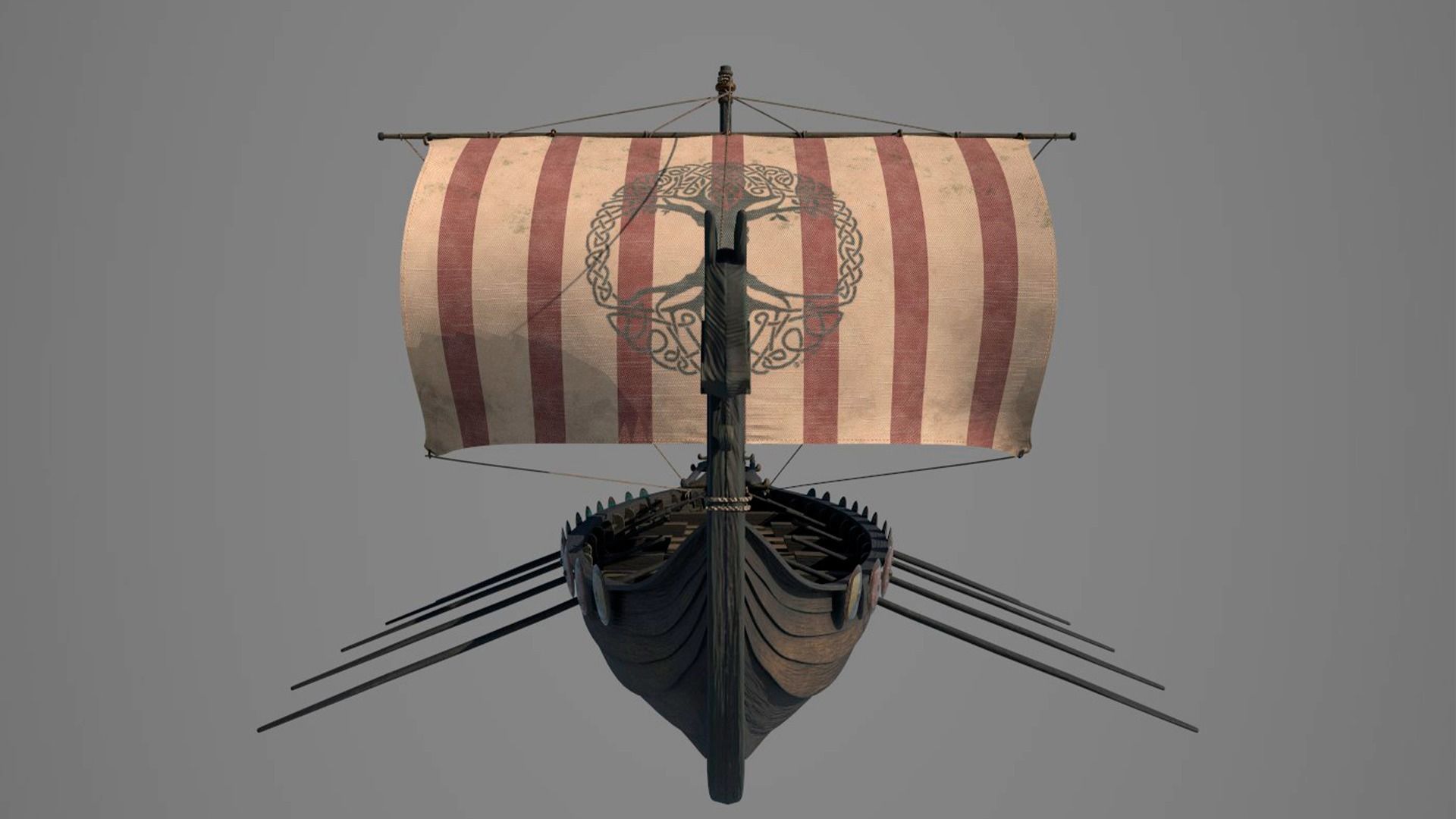 Drakkar viking ship Low-poly 3D model_2