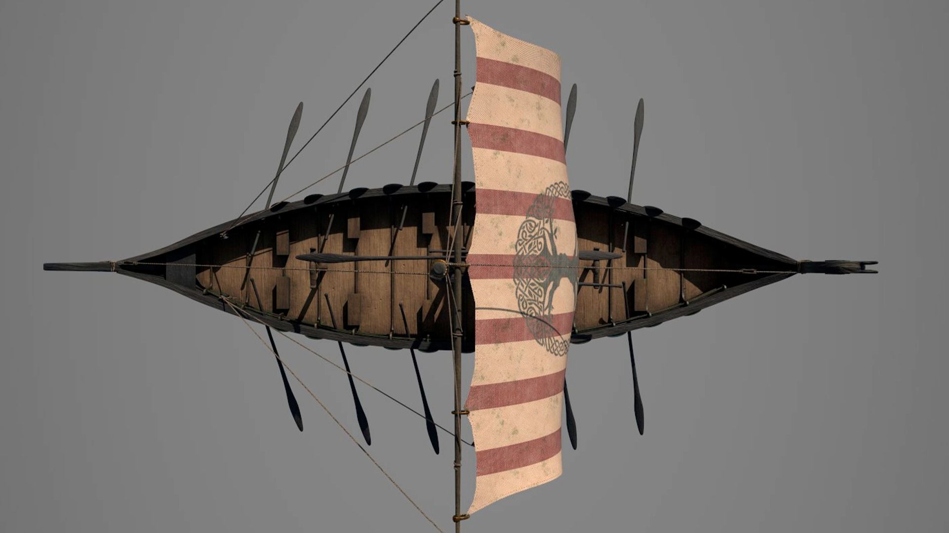 Drakkar viking ship Low-poly 3D model_5