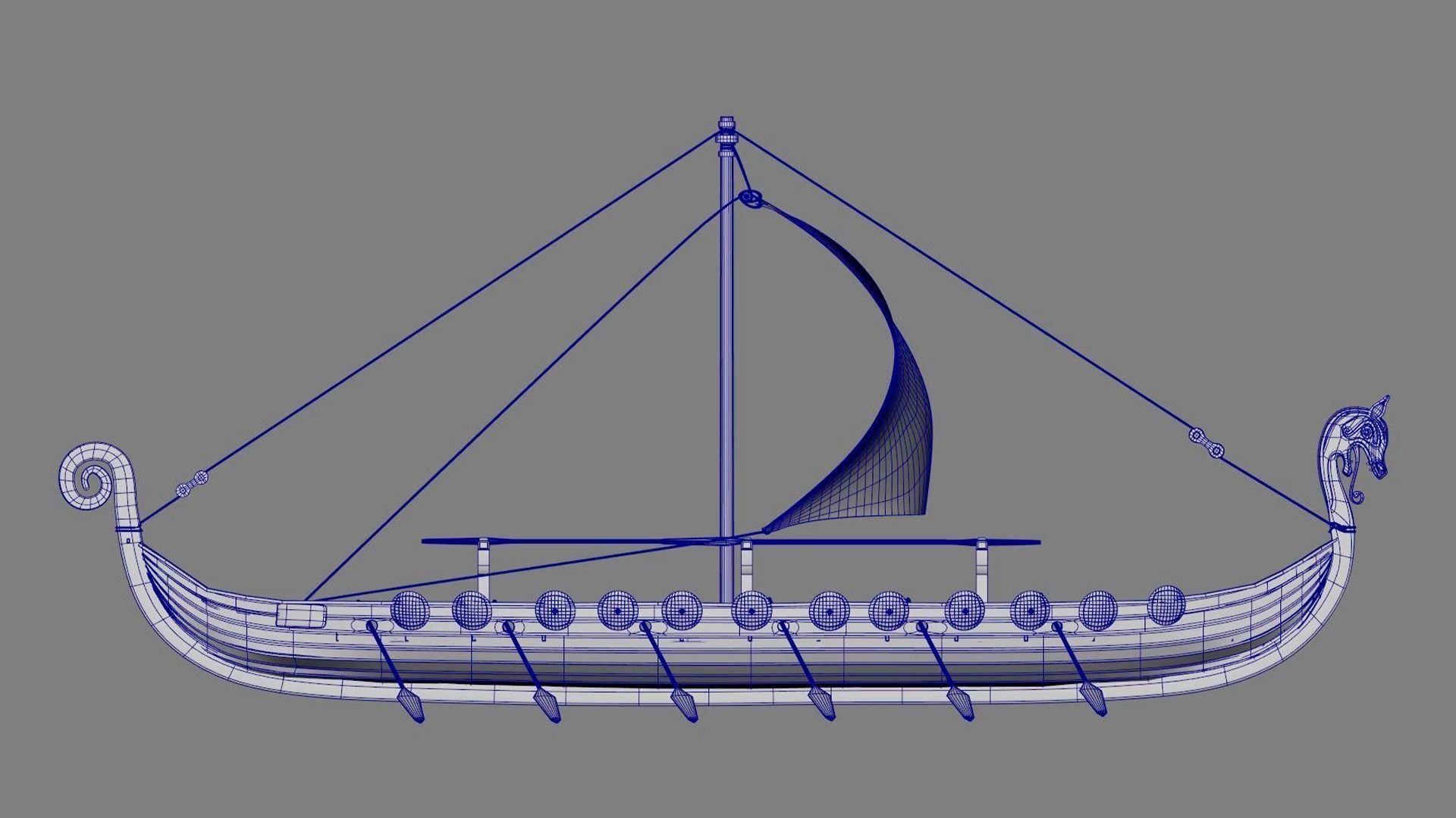 Drakkar viking ship Low-poly 3D model_7