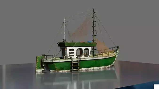 Fishing boat Low-poly 3D model
