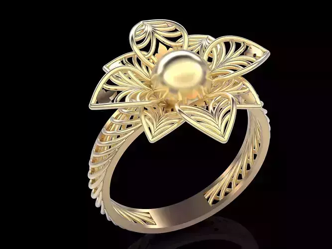Flower fusion ring printable gold 3d jewelry 3D model