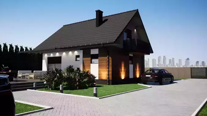 simple house model with gable roof