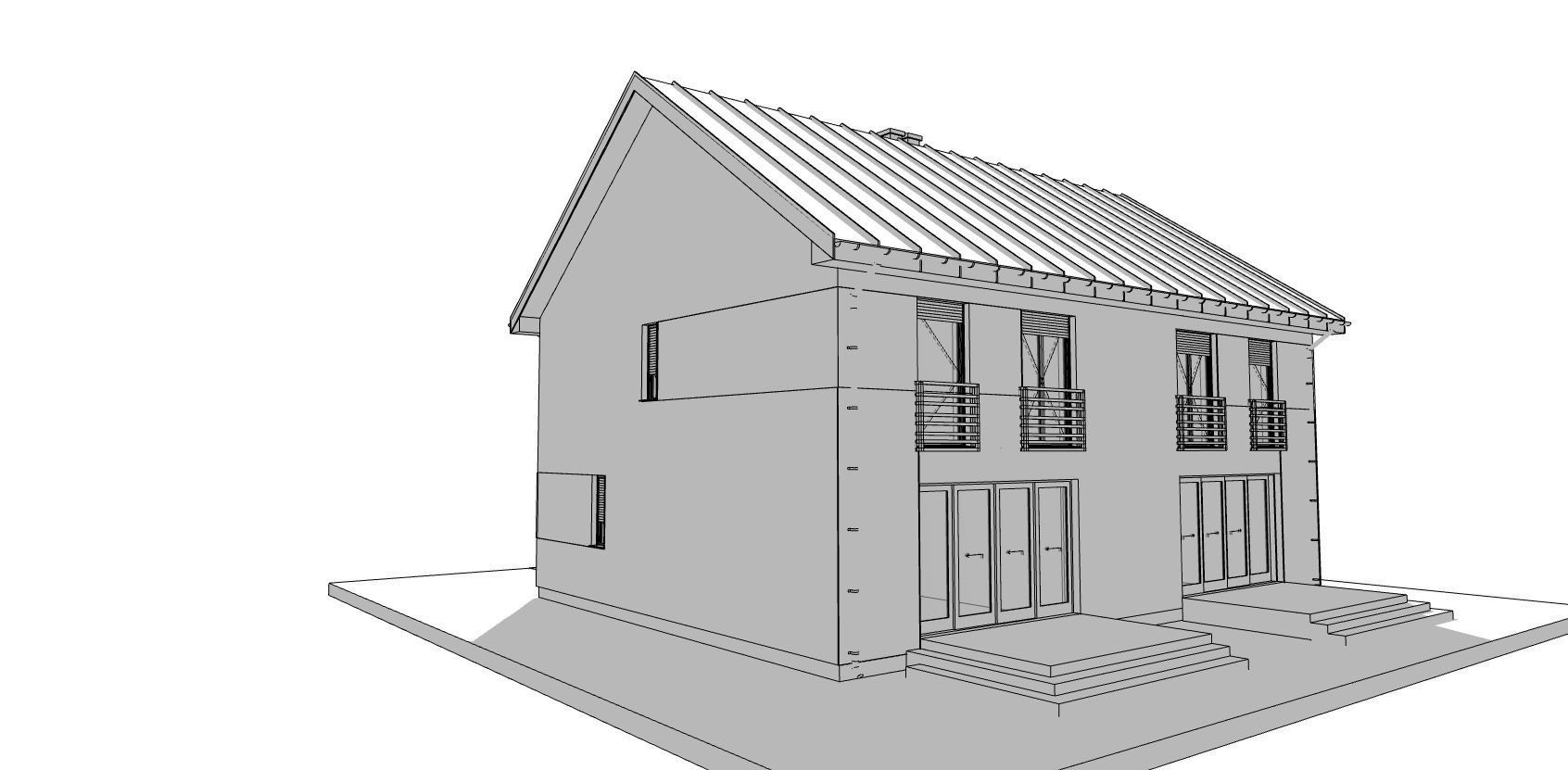 developer house two families double house model 3D model_7