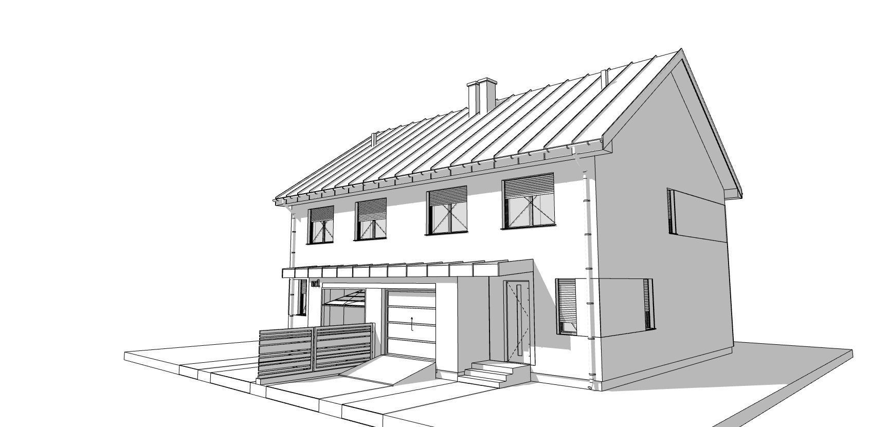 developer house two families double house model 3D model_6