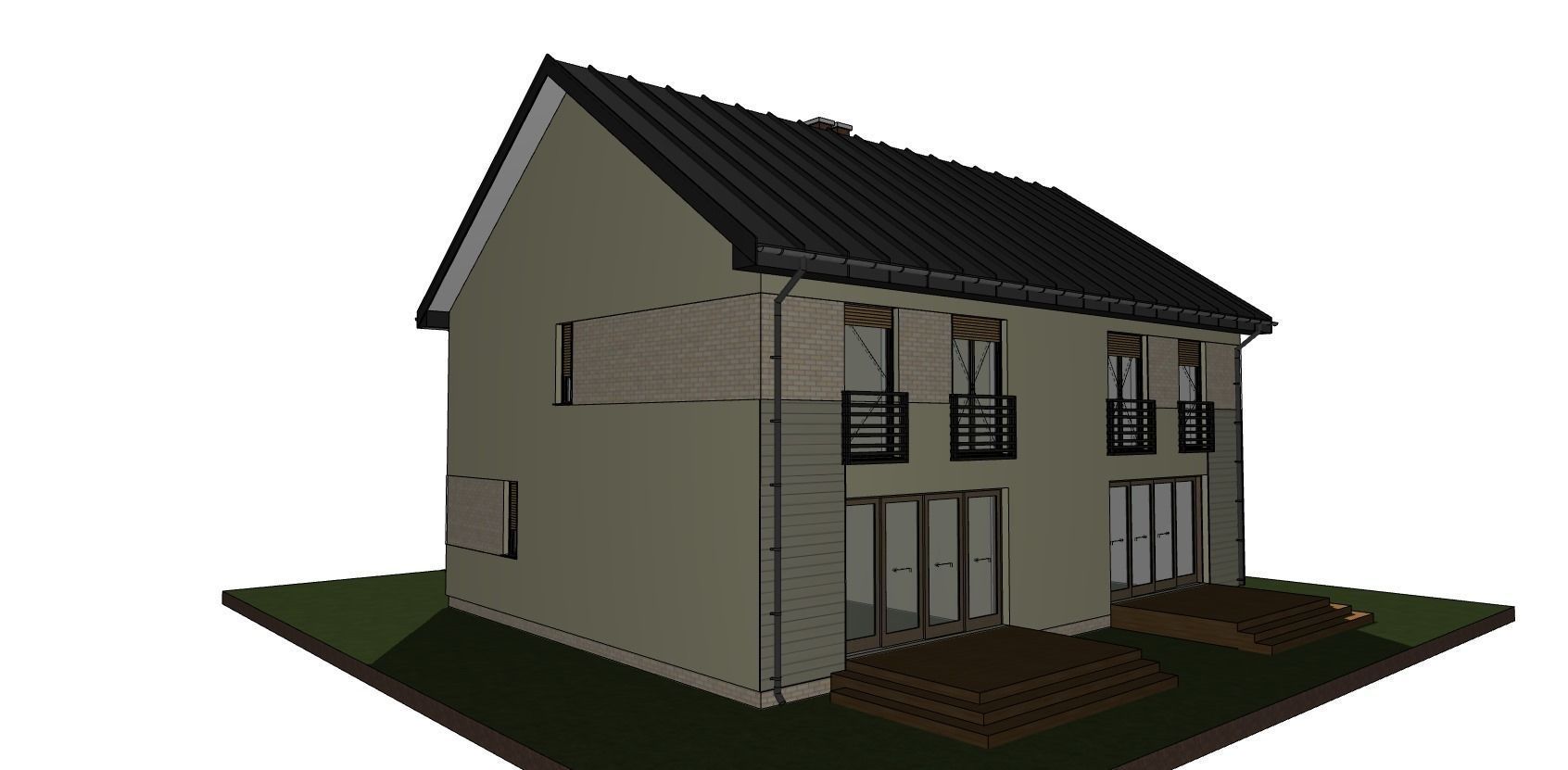 developer house two families double house model 3D model_2