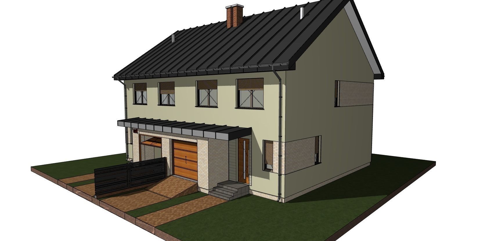 developer house two families double house model 3D model_1