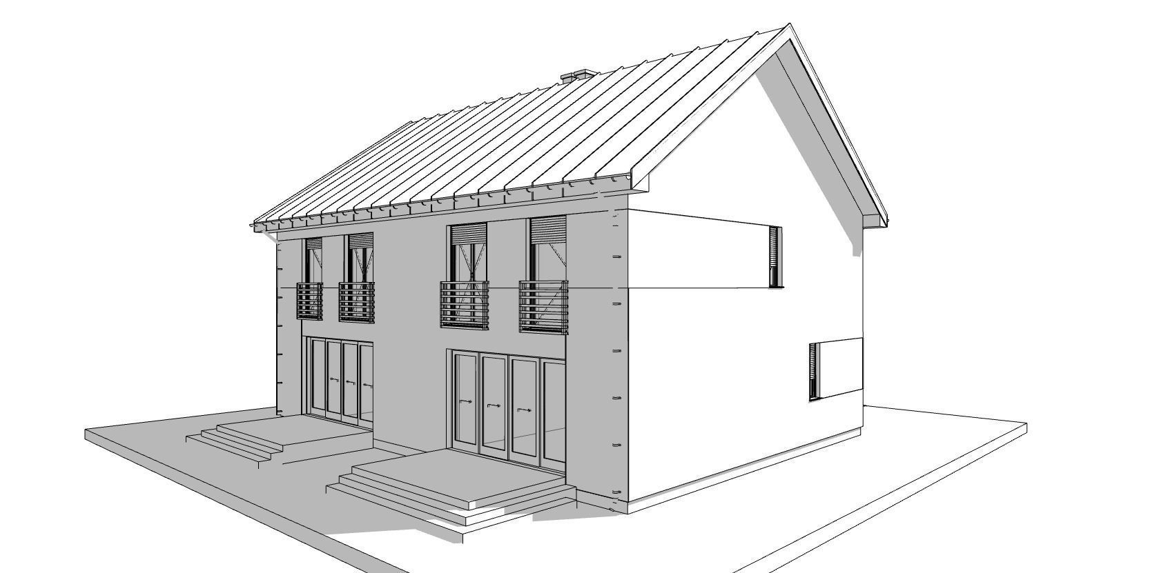 developer house two families double house model 3D model_8