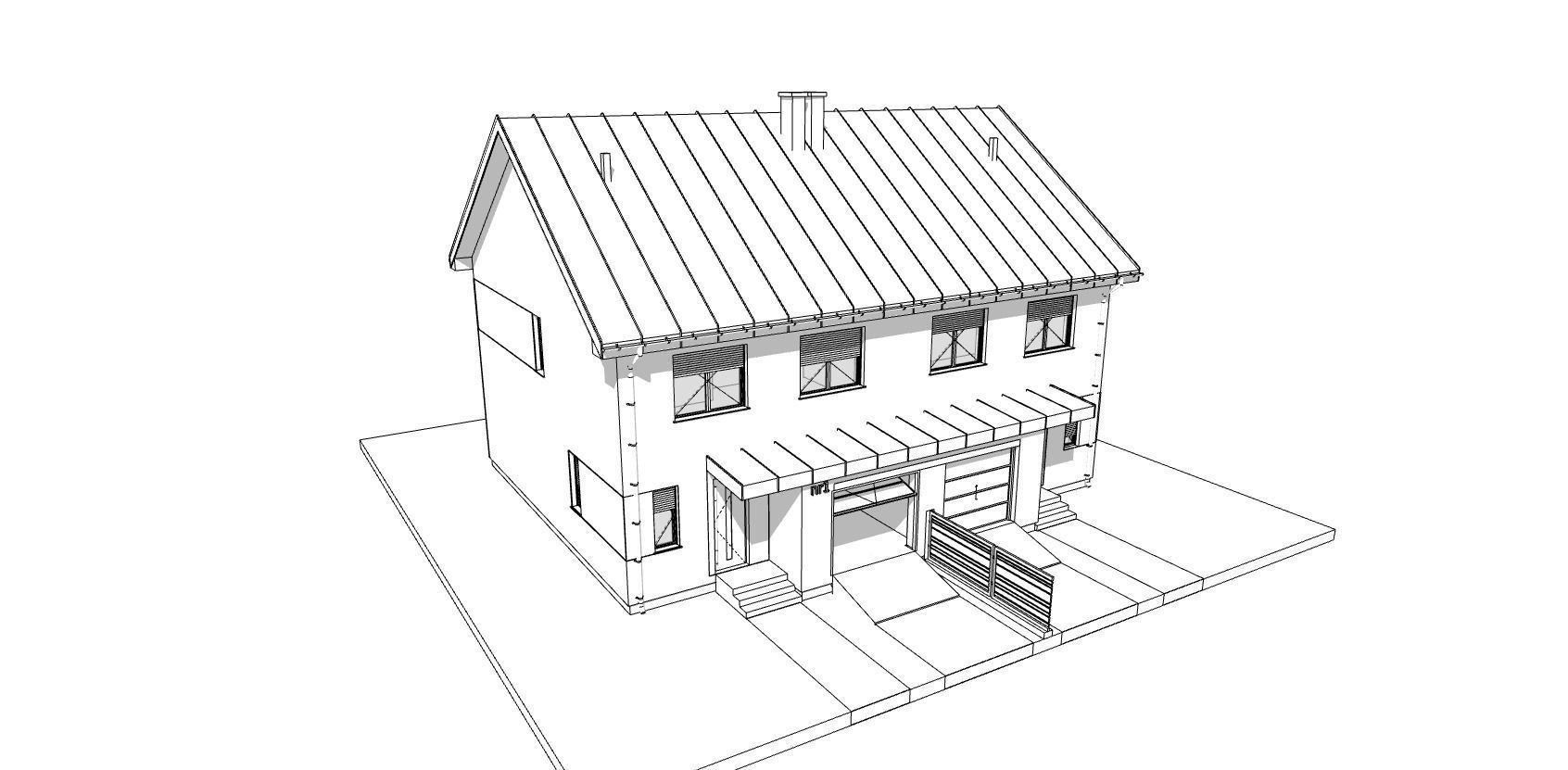 developer house two families double house model 3D model_9