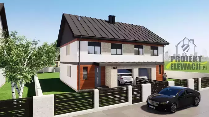 double house for two families with garage 3D model