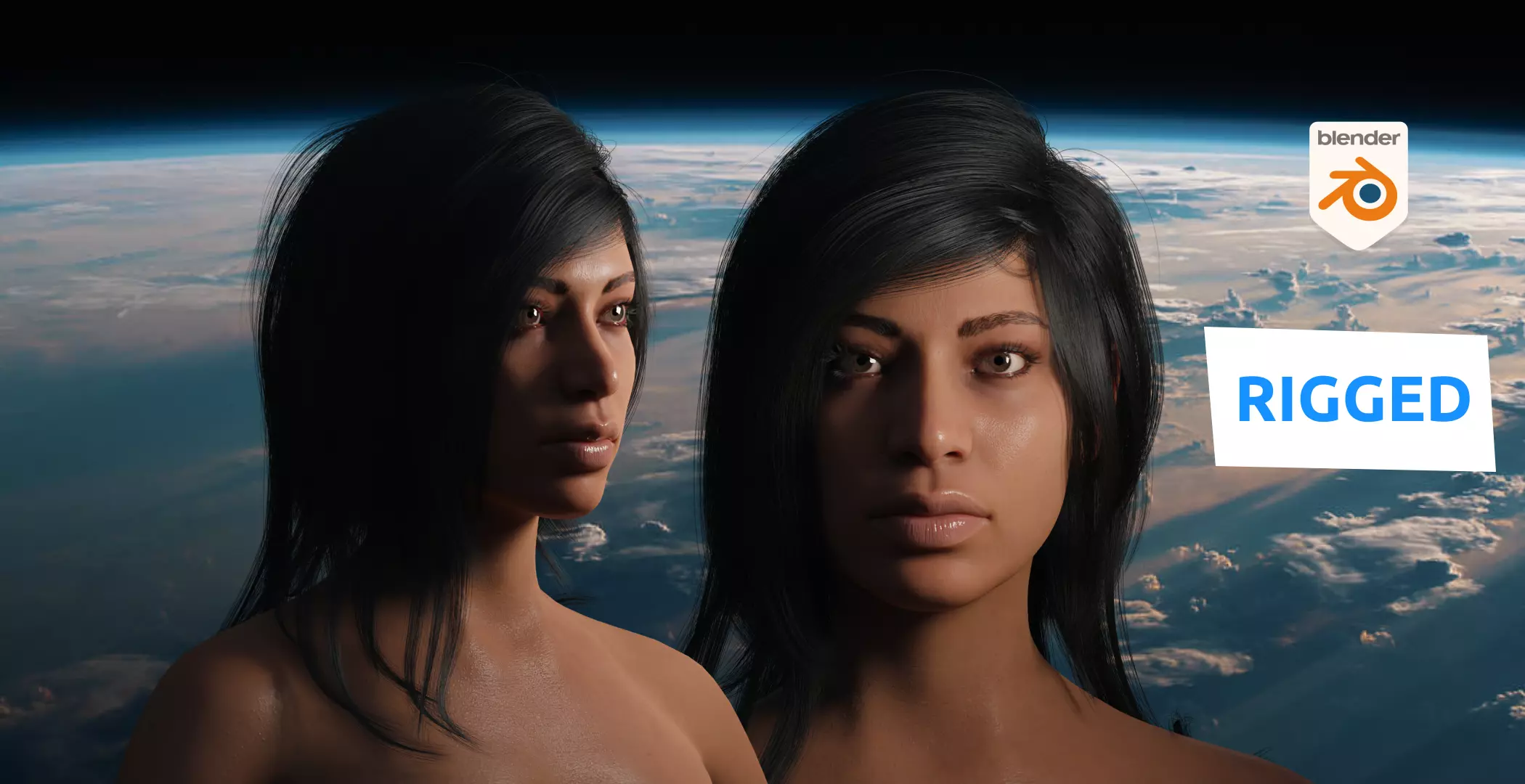 Mari Blender Realistic Female Character  3D model_0