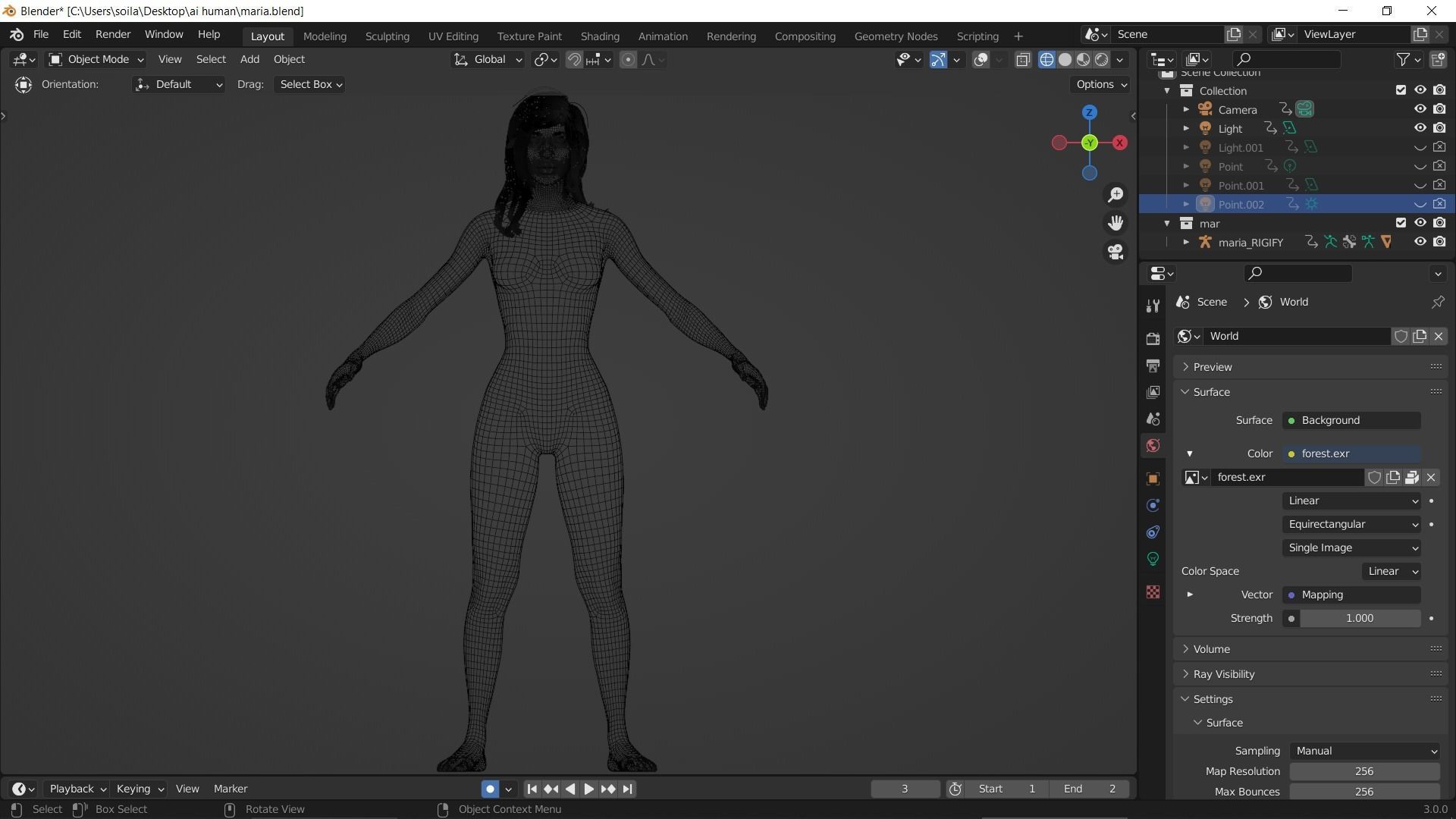 Mari Blender Realistic Female Character  3D model_3