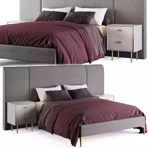 Andes Wide Bed-Westelm 3D model