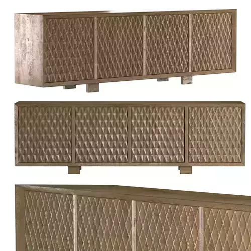 Cerused Oak Four Door Cabinet