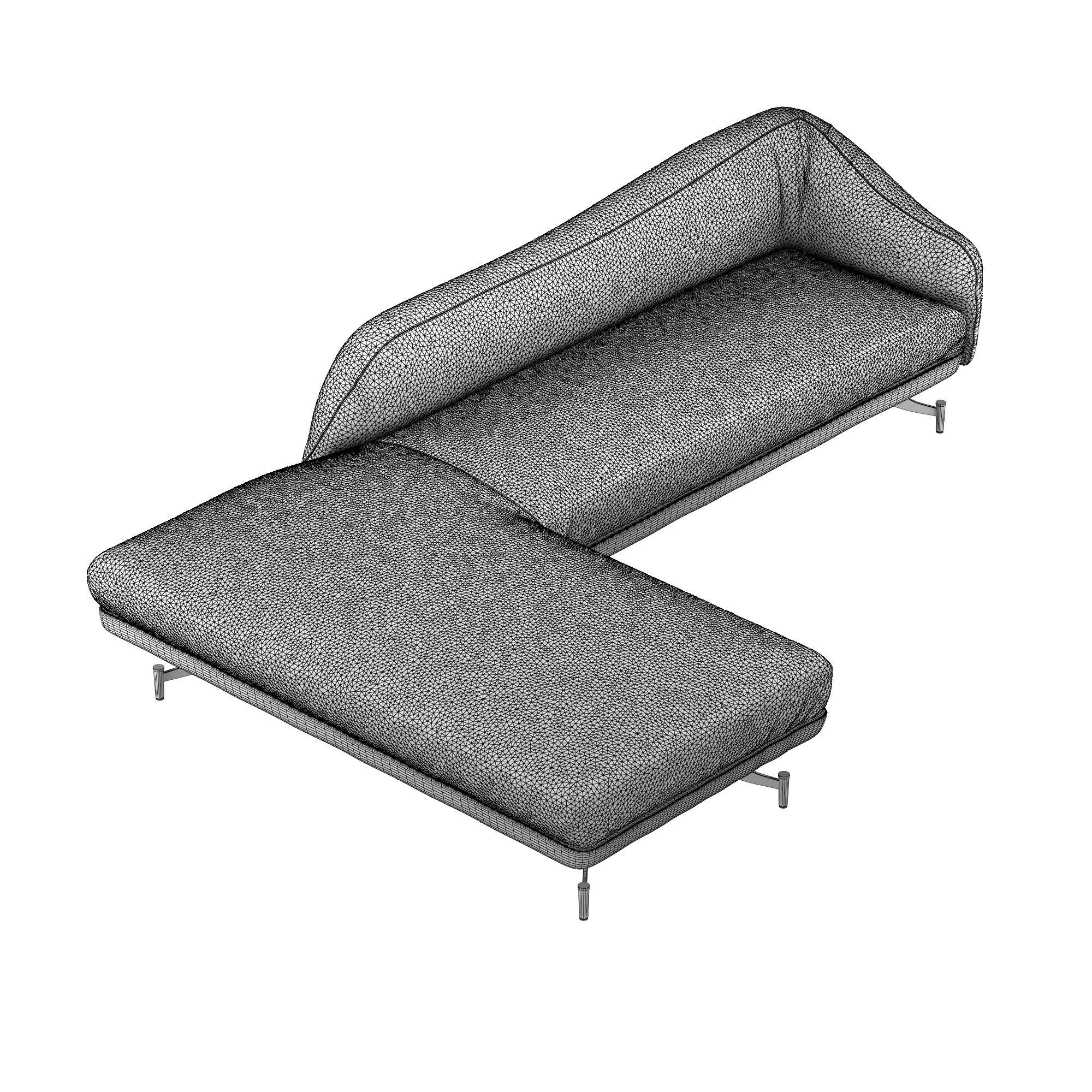 L Shaped Swan backed Sofa 3D model_4