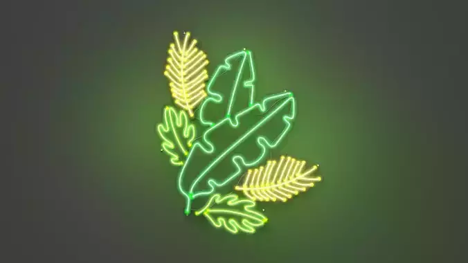 Plant Leaves 1 - Neon Sign 3D model