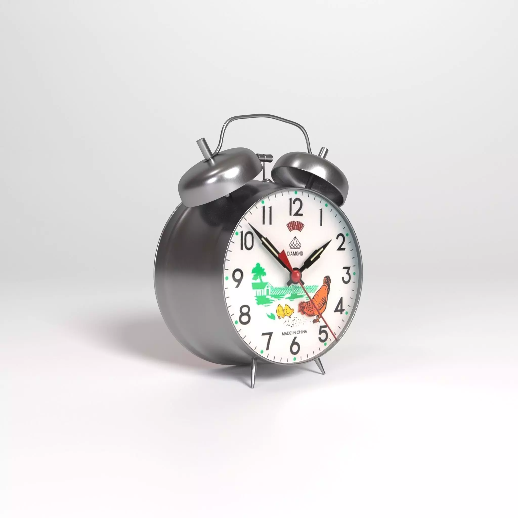 Alarm clock with birds Free 3D model_0