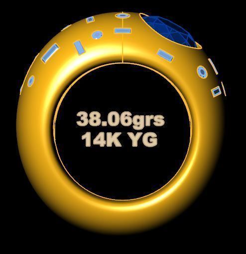 Wide Golden Diamond Ring 3D print model_5