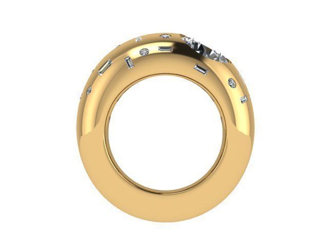Wide Golden Diamond Ring 3D print model_4