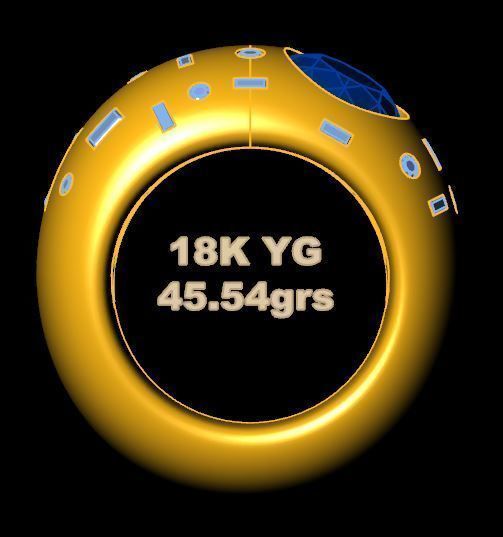 Wide Golden Diamond Ring 3D print model_6