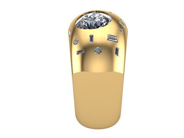 Wide Golden Diamond Ring 3D print model_3