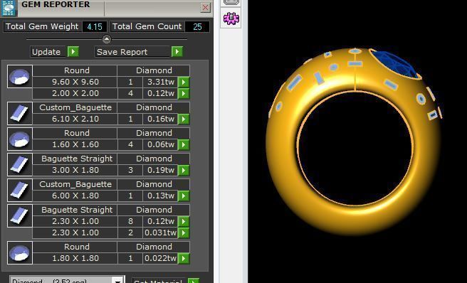 Wide Golden Diamond Ring 3D print model_7