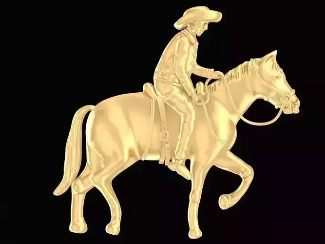 Realistic Horse and Rider Sculpture 3D Model 3160