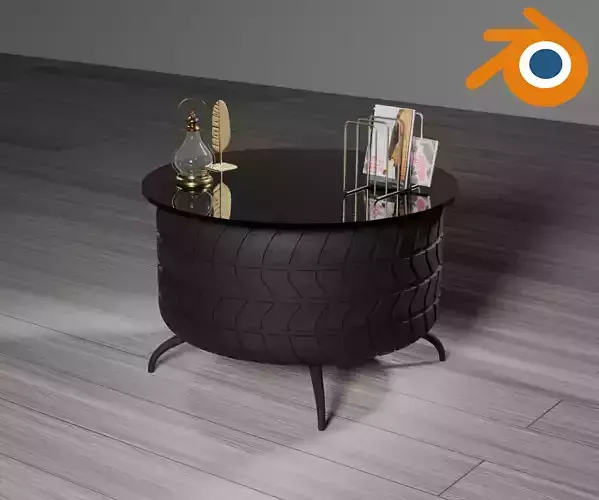 Coffee table with tire decor