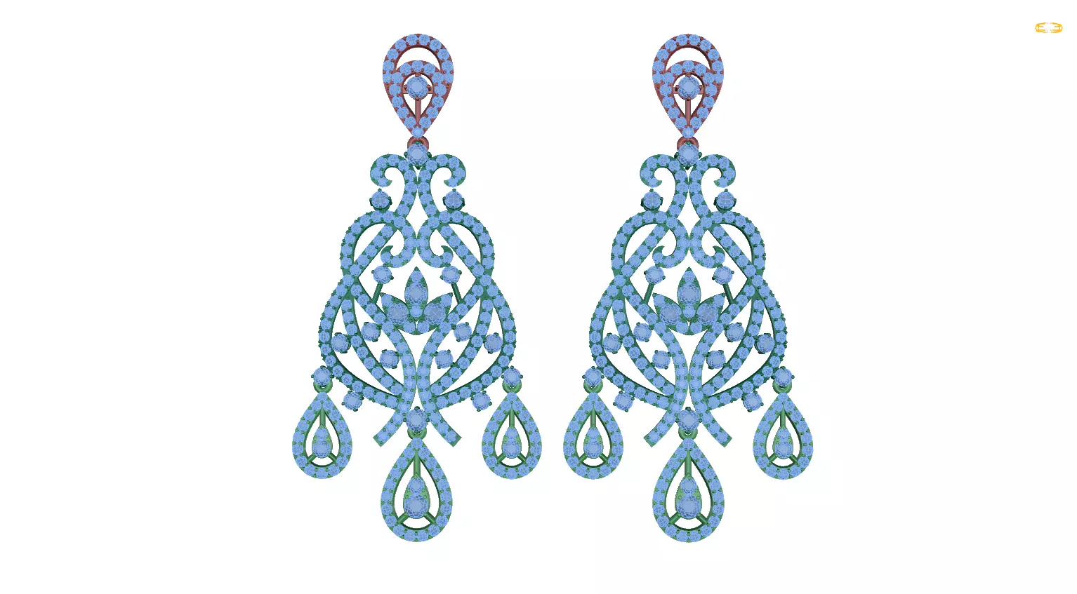 earring pair of earrings with diamonds 3D print model_0