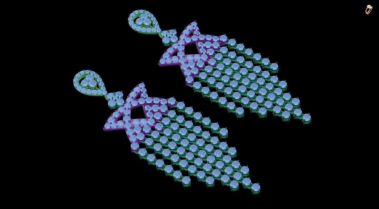 earring rhinestone tassel earrings 3D print model_1