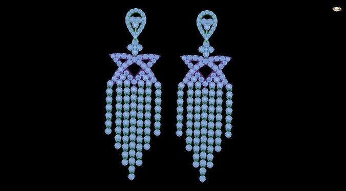 earring rhinestone tassel earrings 3D print model