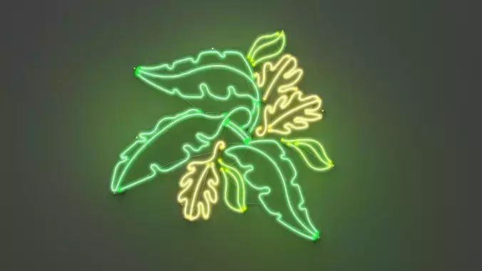 Plant Leaves 2 - Neon Sign 3D model