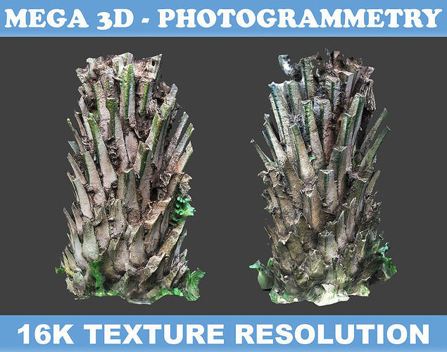 Low poly Oil Palm Trunk 02 - Photogrammetry Low-poly 3D model