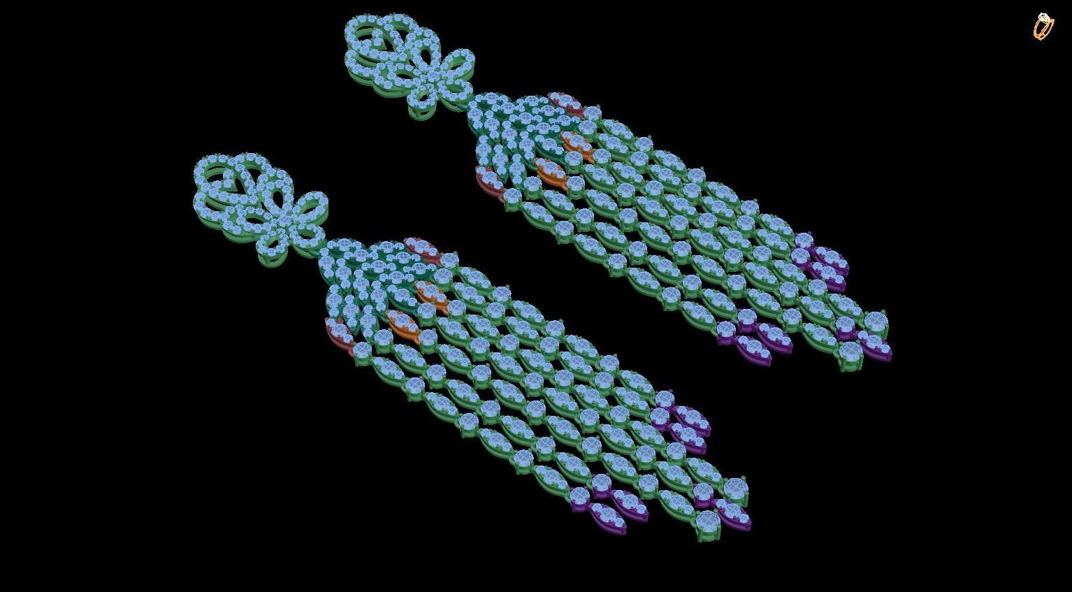 earring rhinestone tassel earrings 3D print model_1