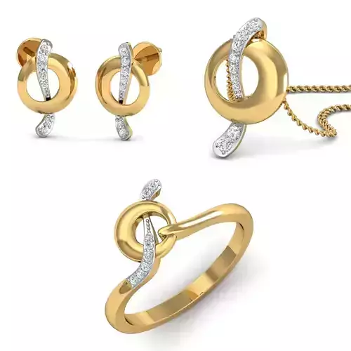 Women Pandant Ring Earring 3dm Render Detail