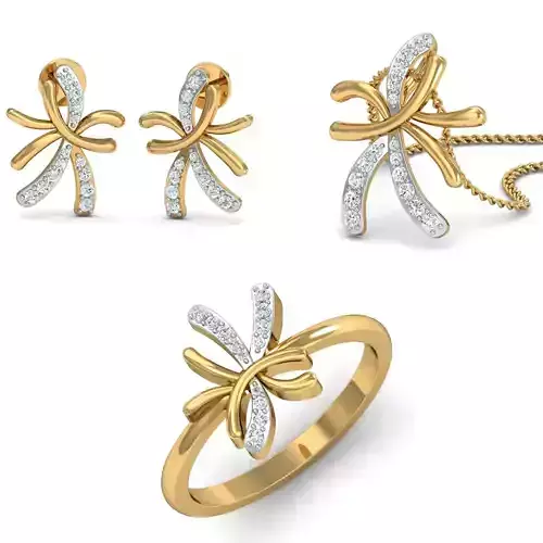 Women Pandant Ring Earring 3dm Render Details