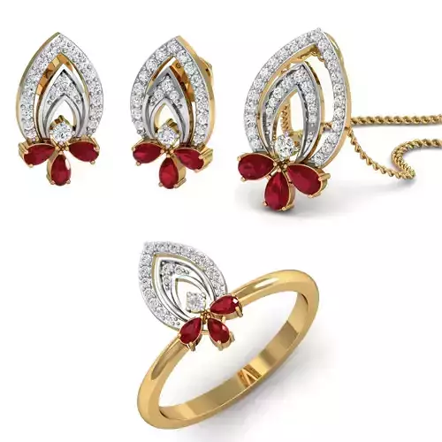 Women Pandant Ring Earring 3dm Render Details