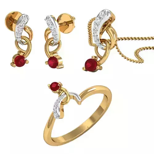 Women Pandant Ring Earring 3dm Render Details
