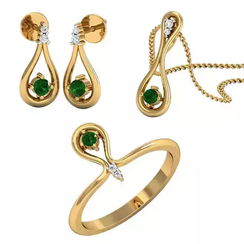 Women Pandant Ring Earring 3dm Render Detail