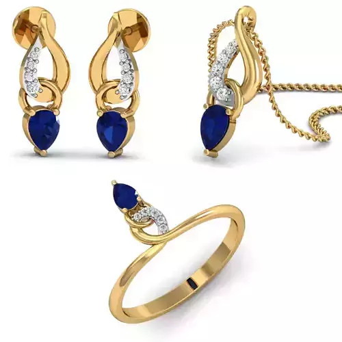 Women Pandant Ring Earring 3dm Render Details