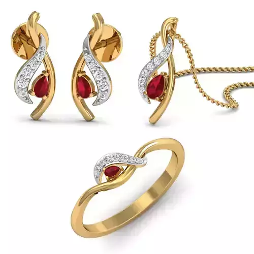 Women Pandant Ring Earring 3dm Render Detail