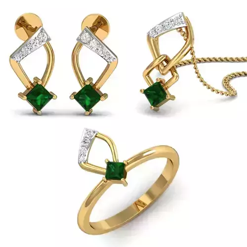 Women Earring Pandant Ring 3dm Render