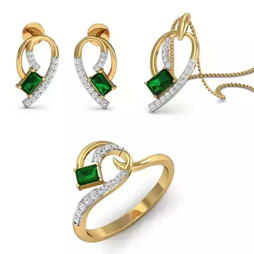Women Earring Pandant Ring 3dm Render