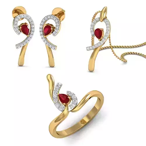 Women Earring Pandant Ring 3dm Render