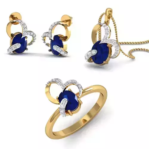 Women Earring Pandant Ring 3dm Render