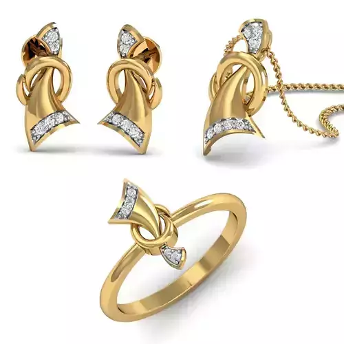 Women Earring Pandant Ring 3dm Render