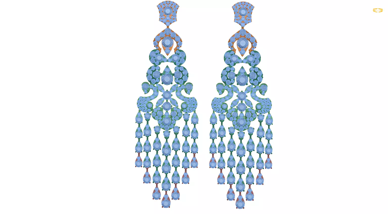 earring pair of earrings with crystals 3D print model_0
