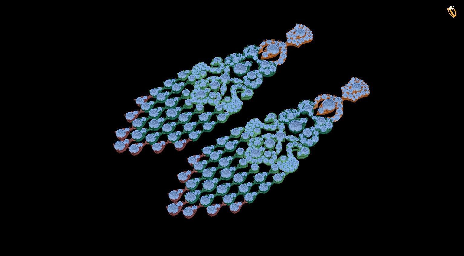 earring pair of earrings with crystals 3D print model_1