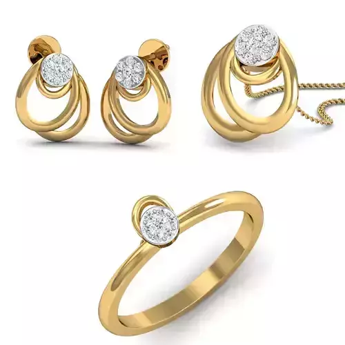 Women Earring Pandant Ring 3dm Render