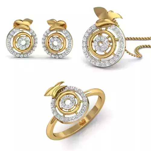 Women Earring Pandant Ring 3dm Render