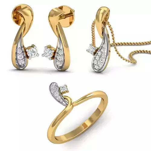 Women Earring Pandant Ring 3dm Render